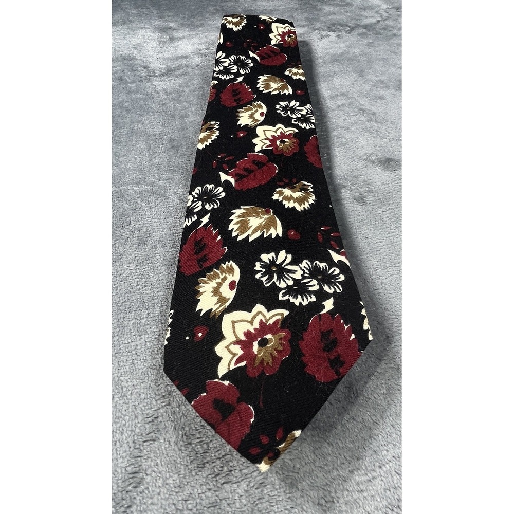 Vintage Polo Ralph Lauren Tie 100% Wool Floral Abstract All Over‎ Print Made USA